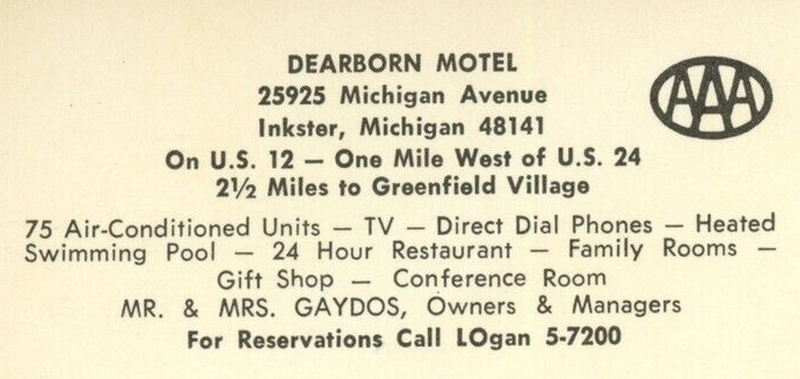 Villager Inn (Dearborn Motel) - Vintage Postcard